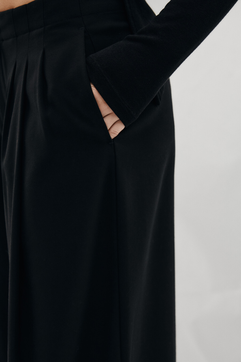 Брюки wide leg на завязках - цвет черный - 7