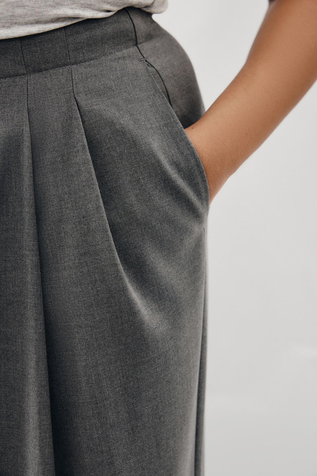 Брюки wide leg костюмные на завязках больших размеров - цвет серый - 6