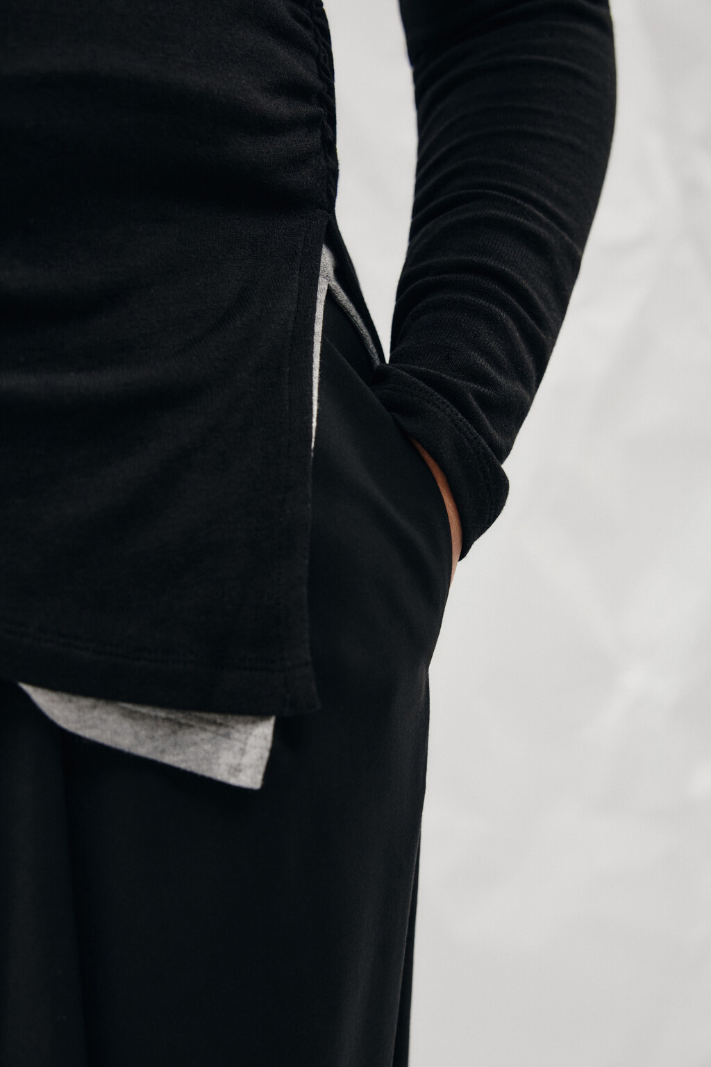 Брюки wide leg костюмные на завязках больших размеров - цвет черный - 5