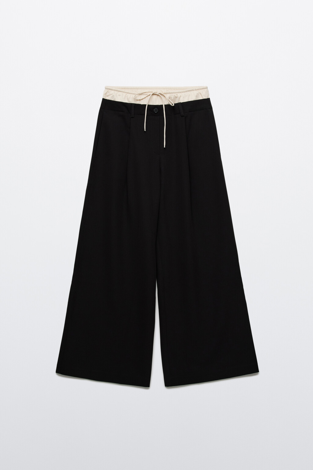 Брюки с имитацией второго слоя  - цвет черный - 1