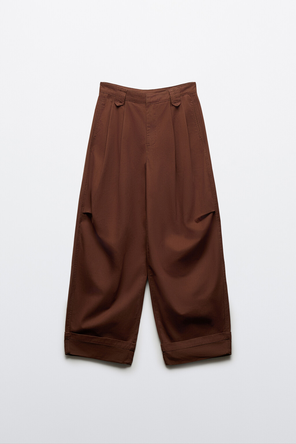 Брюки barrel fit с подворотами и защипами - цвет коричневый - 7