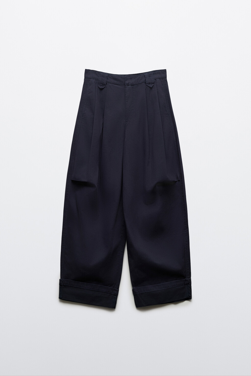 Брюки barrel fit с подворотами и защипами - цвет синий - 7