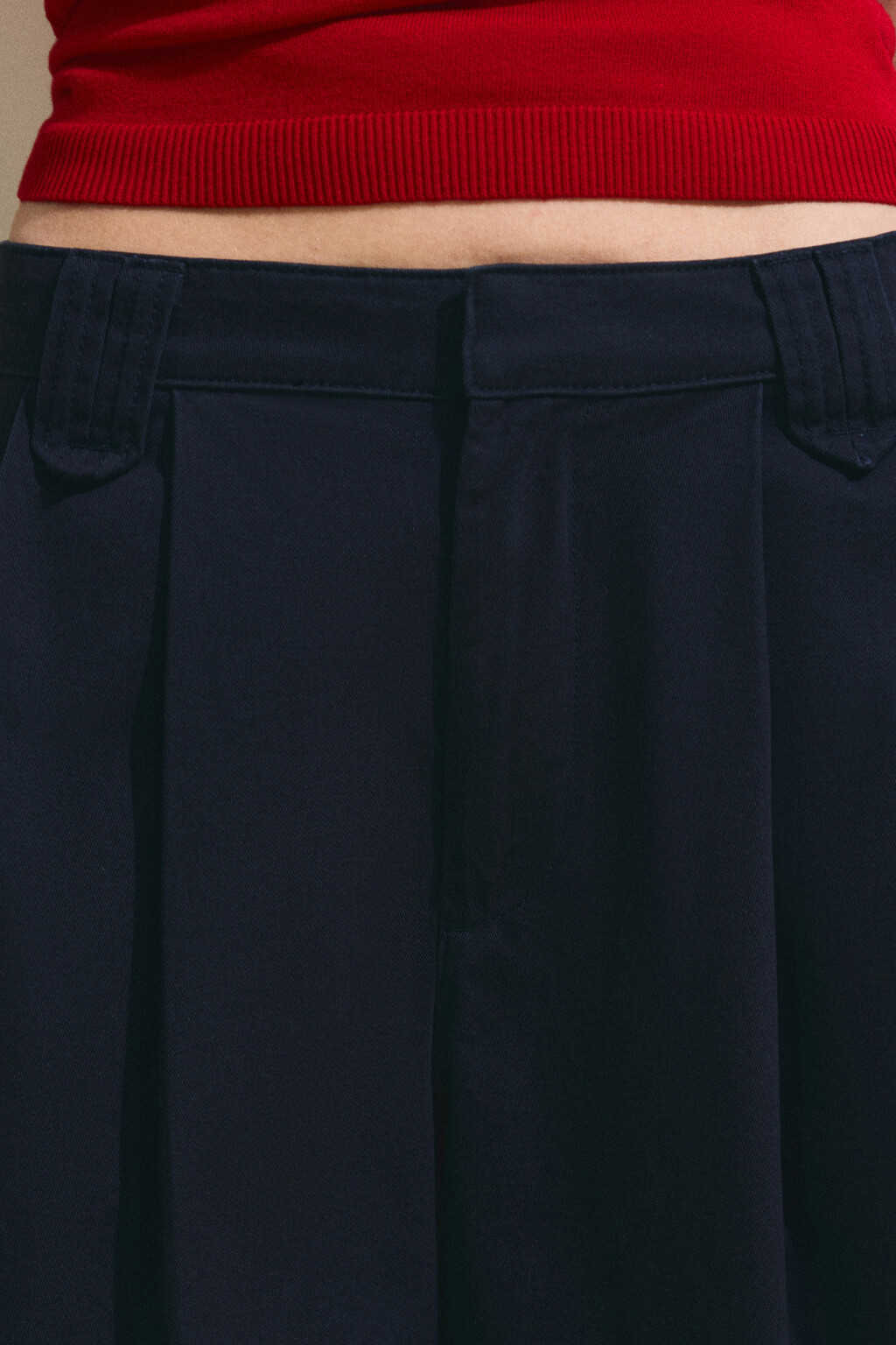 Брюки barrel fit с подворотами и защипами - цвет синий - 5