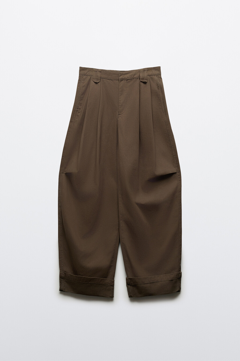 Брюки barrel fit с подворотами и защипами - цвет зеленый - 1