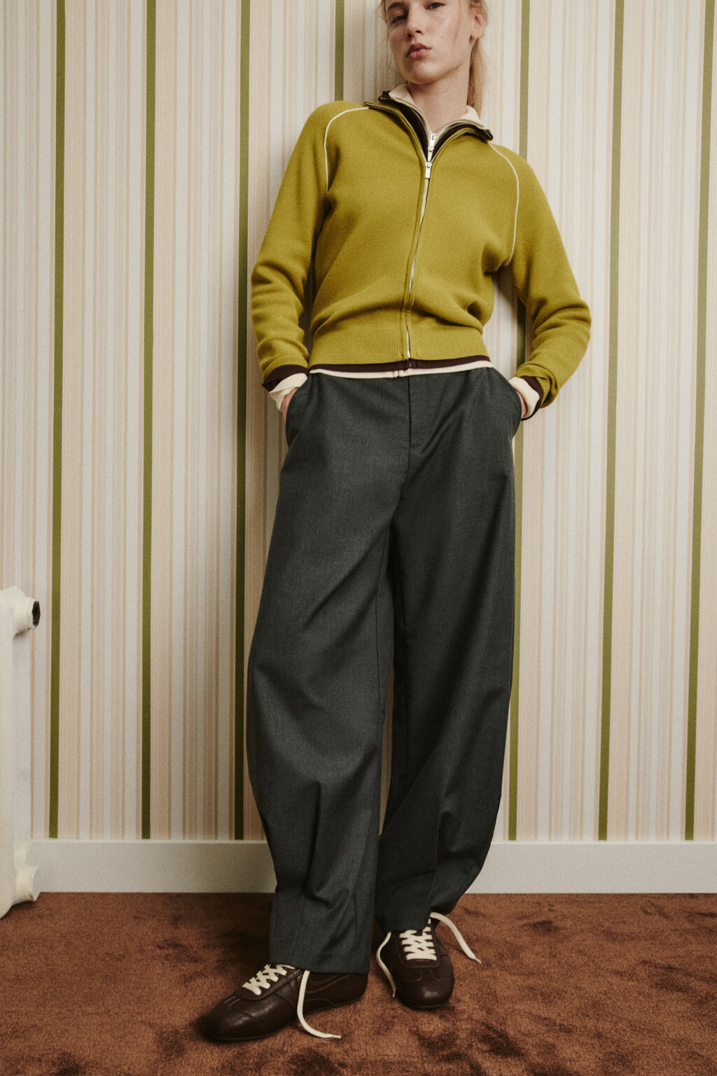 Брюки barrel fit костюмные со средней посадкой - цвет серый - 2