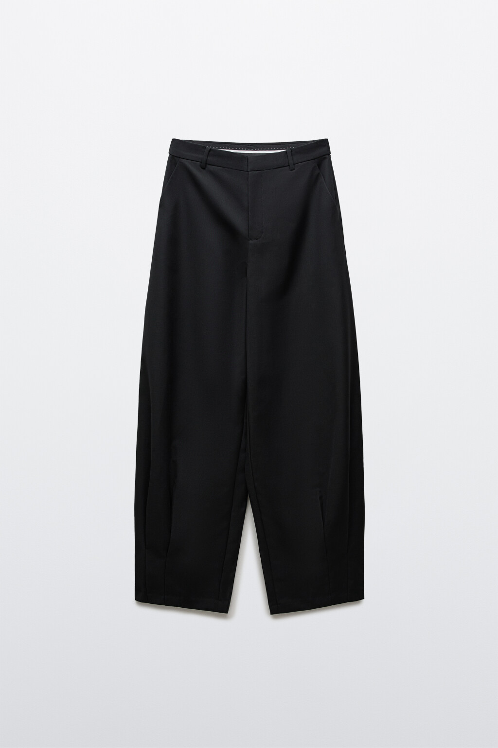 Брюки barrel fit костюмные со средней посадкой - цвет черный - 1