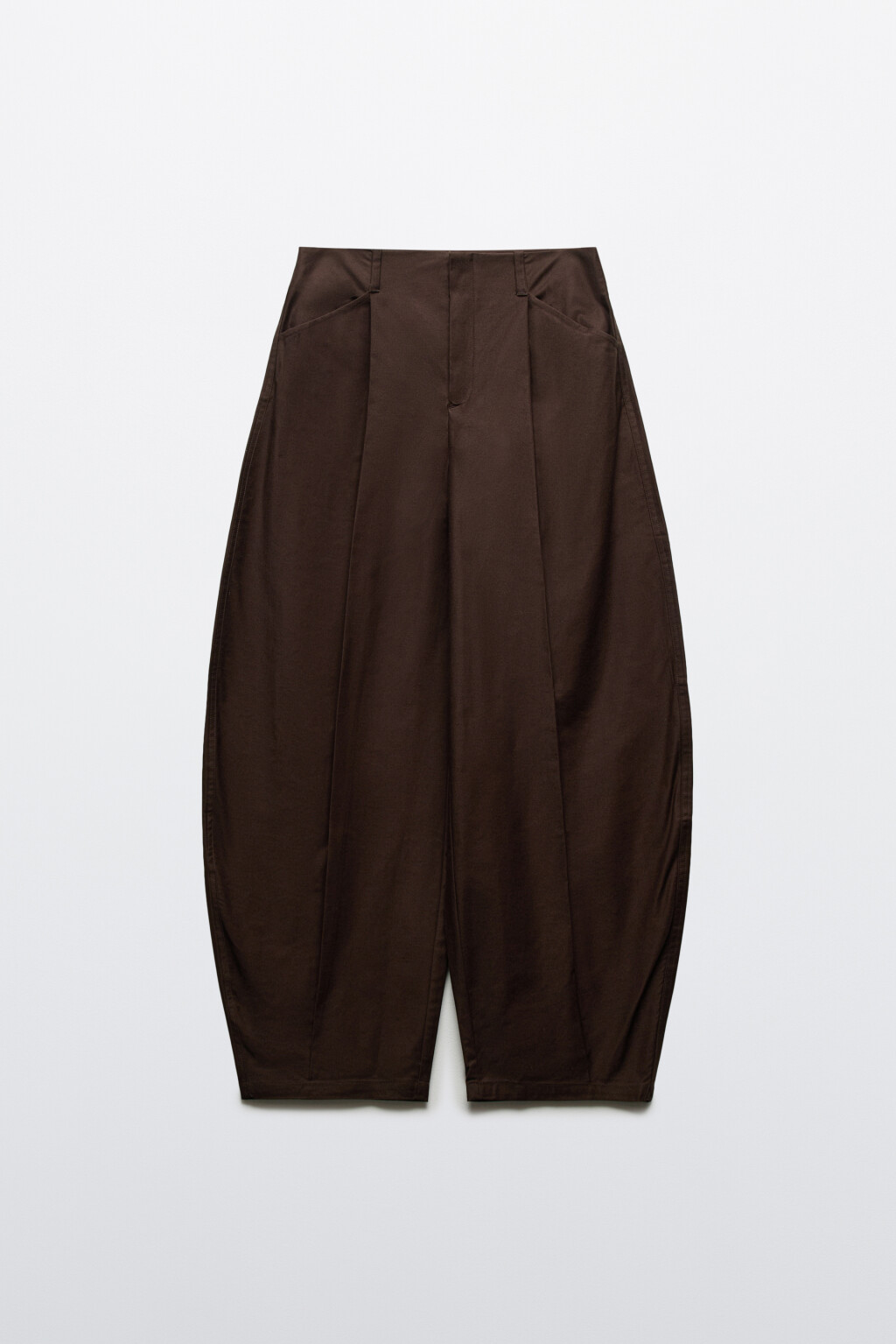 Брюки barrel fit с высокой посадкой и защипами - цвет коричневый - 1