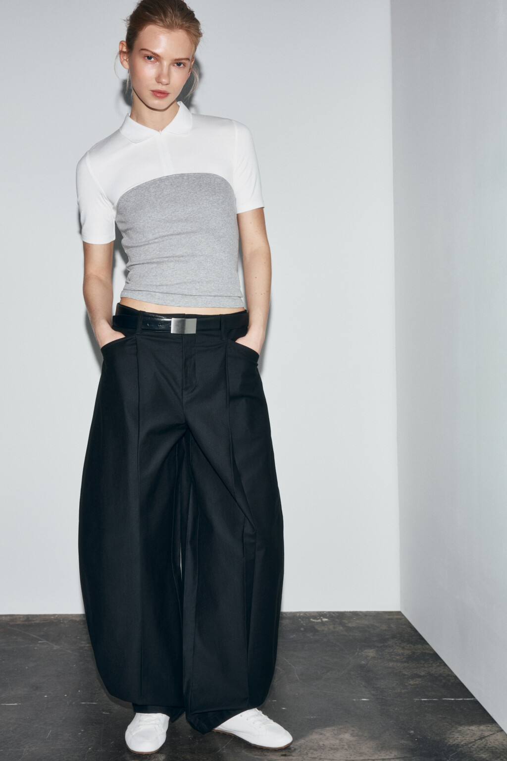 Брюки barrel fit с высокой посадкой и защипами - цвет черный - 2