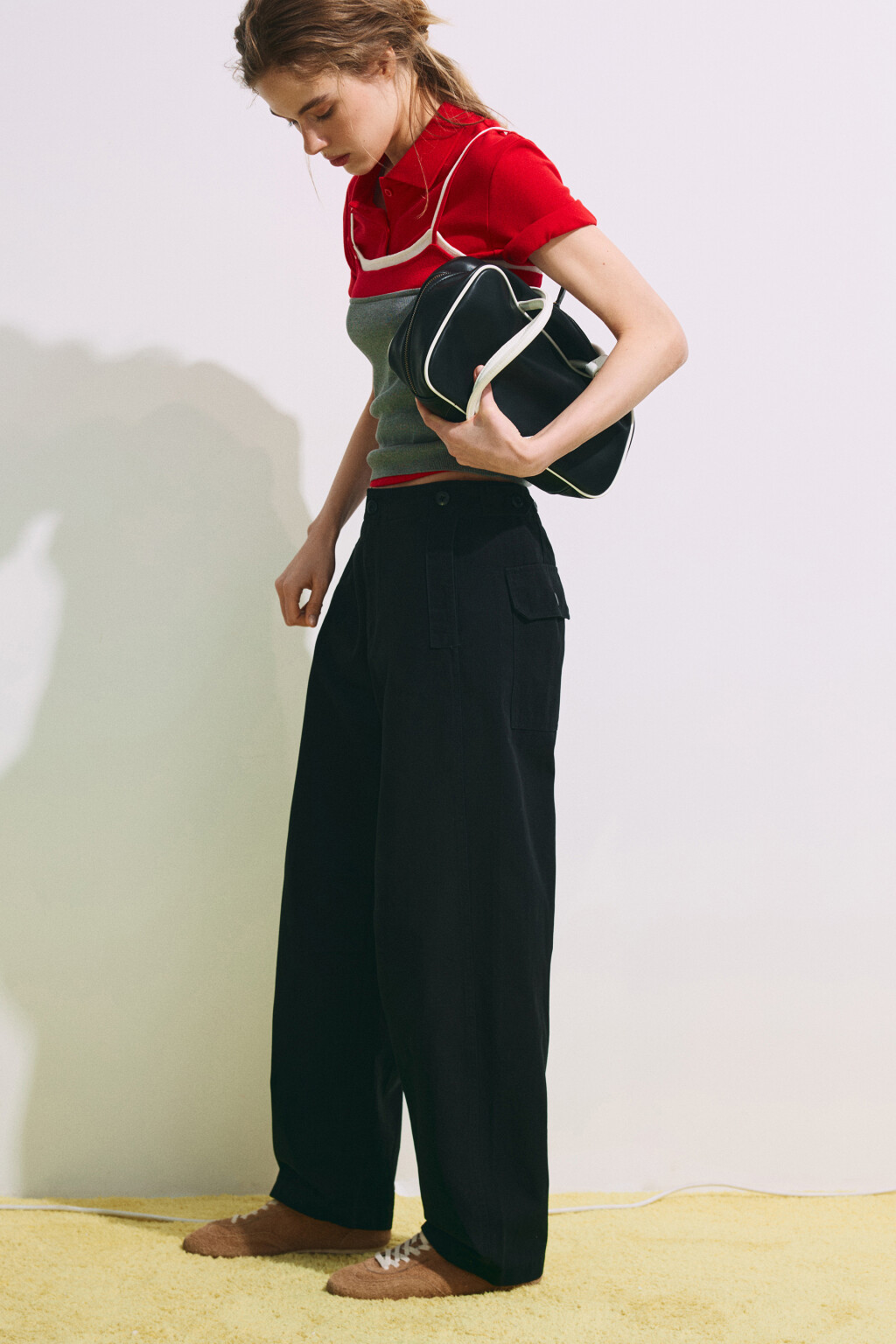 Брюки barrel fit из хлопка - цвет черный - 2