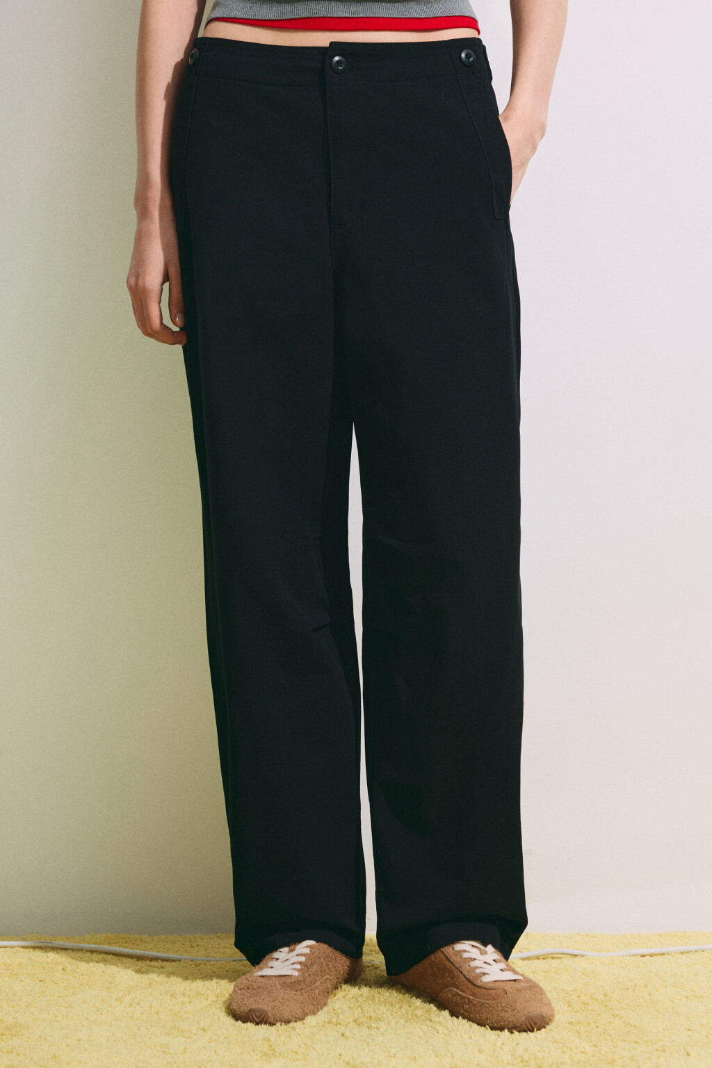 Брюки barrel fit из хлопка - цвет черный - 4