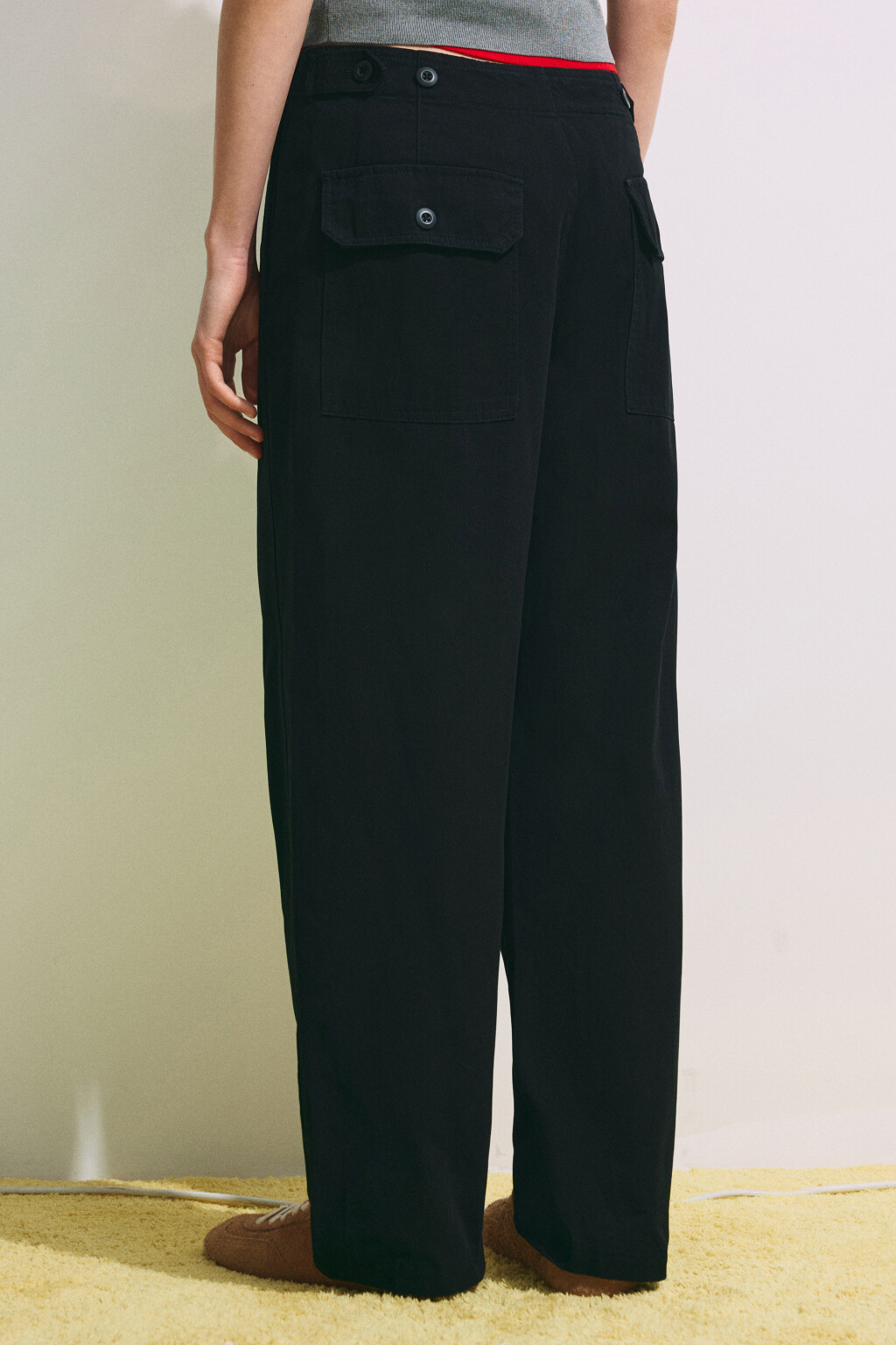 Брюки barrel fit из хлопка - цвет черный - 5