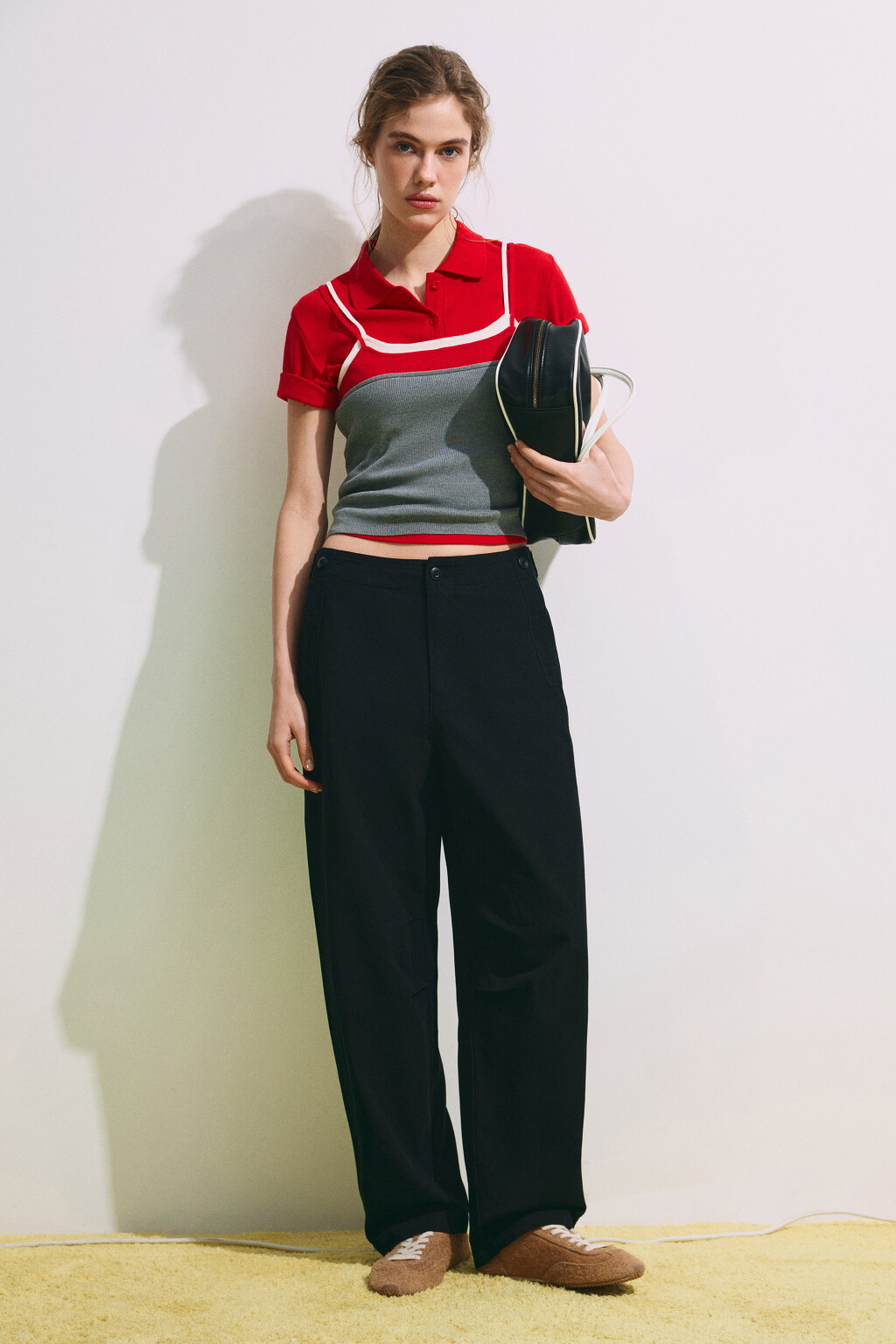 Брюки barrel fit из хлопка - цвет черный - 6