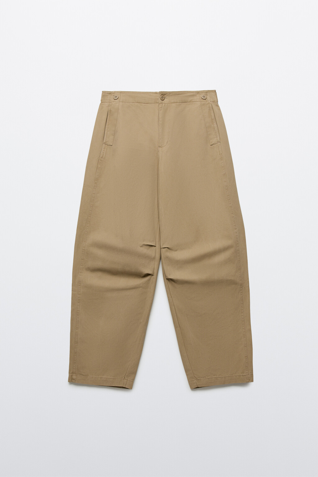 Брюки barrel fit из хлопка - цвет бежевый - 1