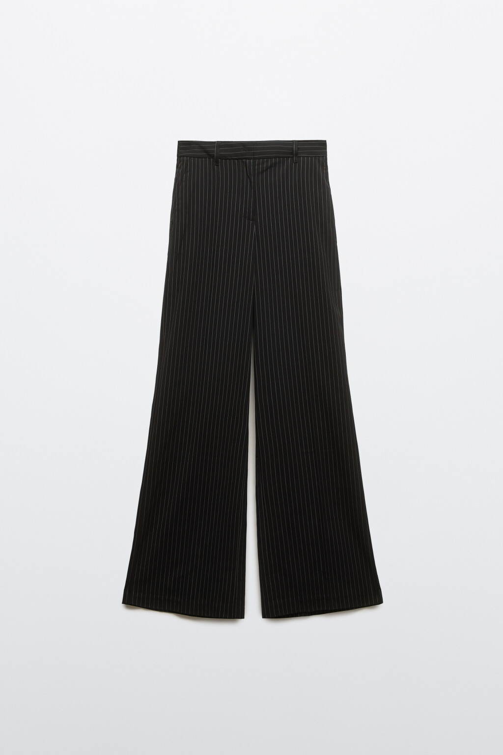 Брюки прямые костюмные в полосочку - цвет черный - 1