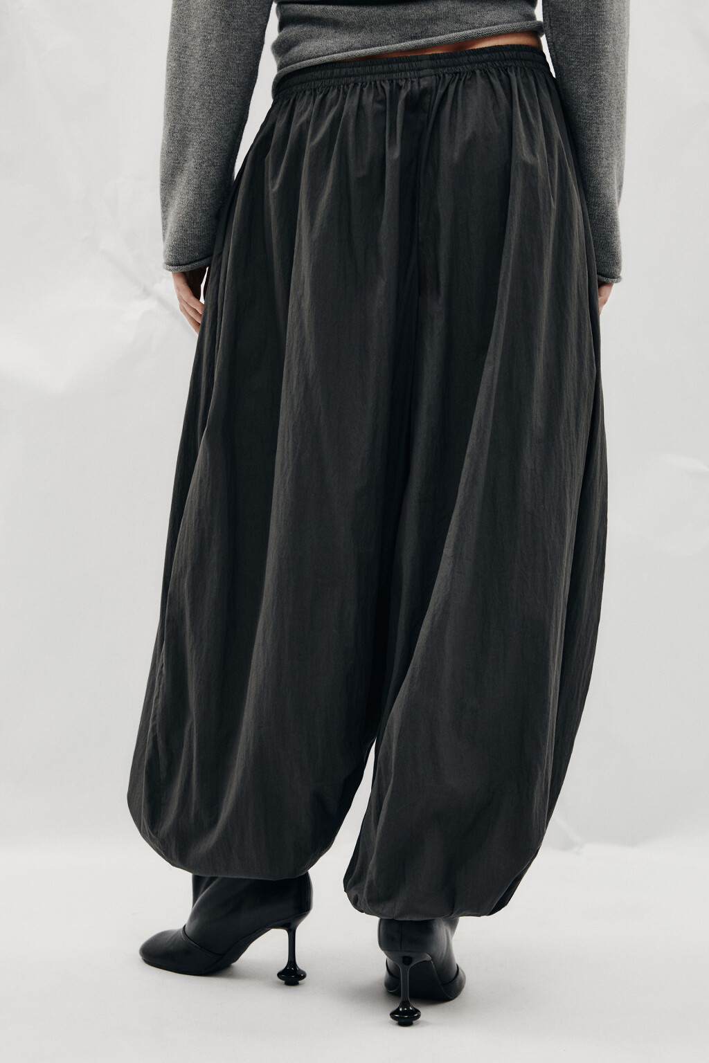 Брюки-аладдины широкие - цвет серый - 3