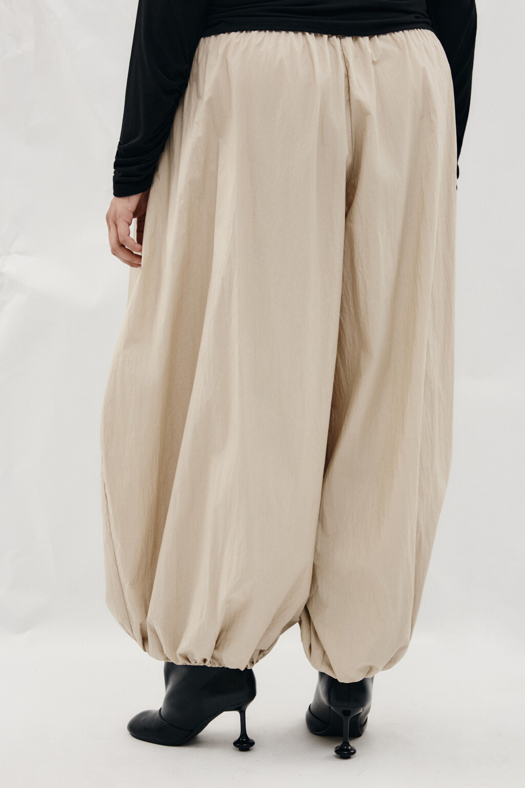 Брюки-аладдины широкие - цвет бежевый - 3