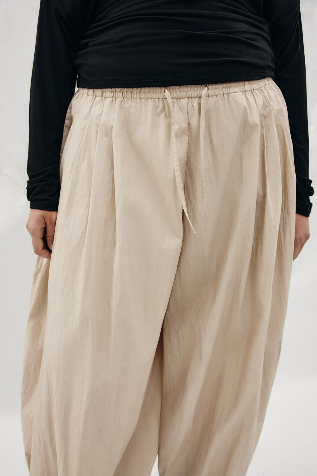 Брюки-аладдины широкие - цвет бежевый - 5