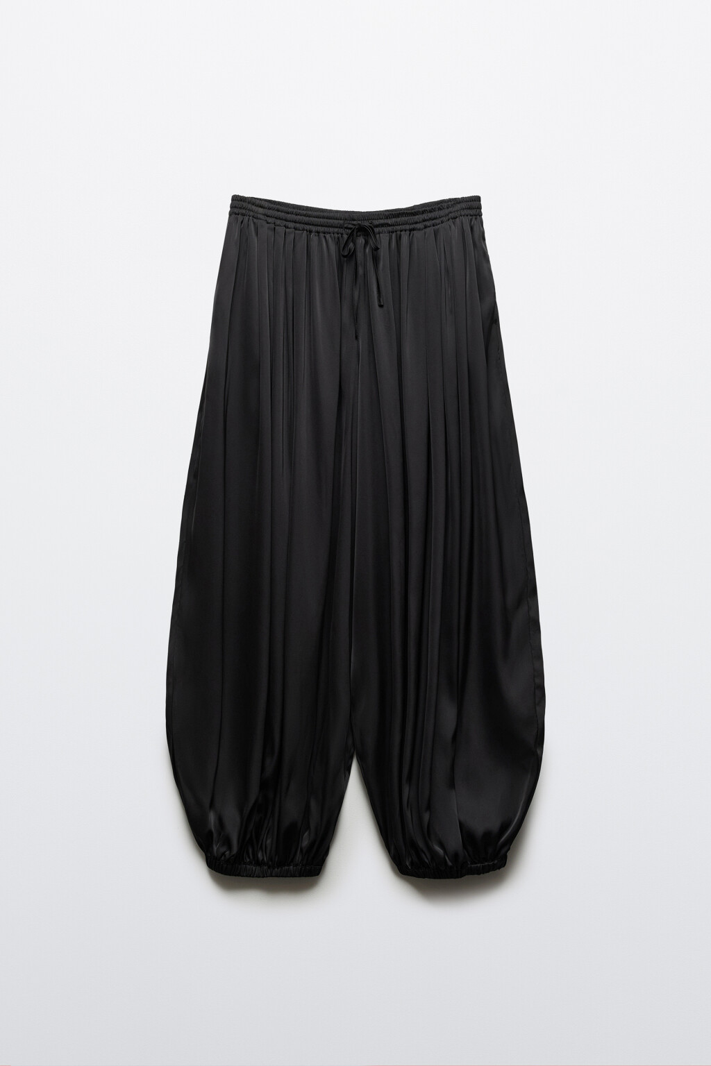 Брюки-аладдины широкие - цвет черный - 1