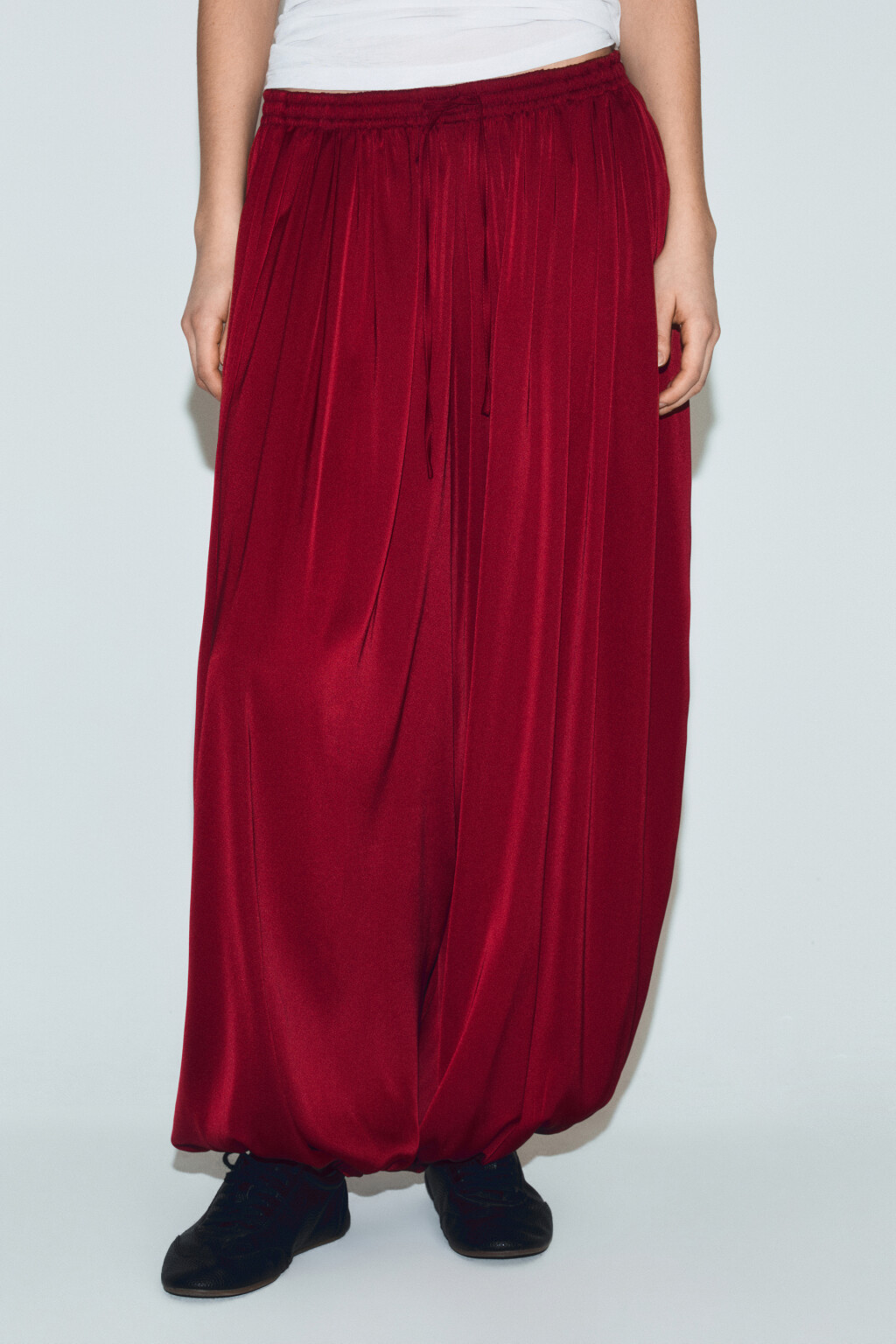 Брюки-аладдины широкие - цвет красный - 2