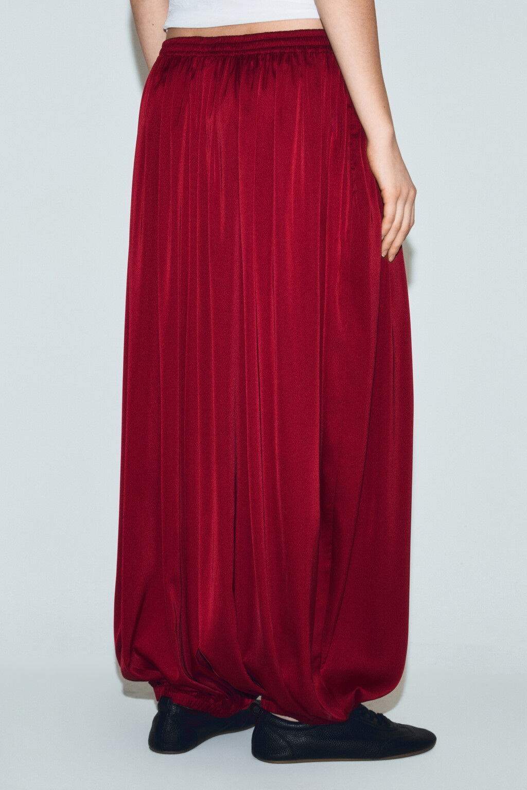 Брюки-аладдины широкие - цвет красный - 3