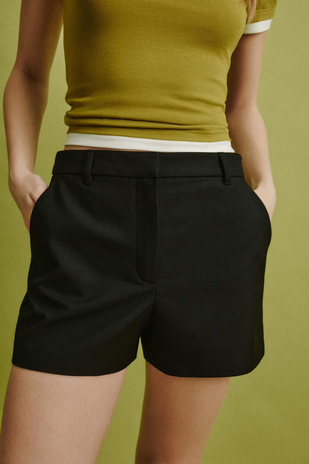 Шорты костюмные с высокой посадкой - цвет черный - 6