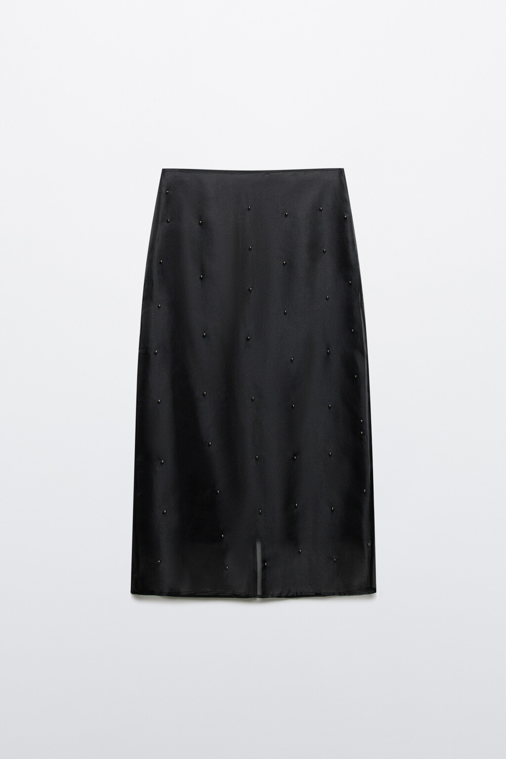 Юбка макси с вырезом и бусинами - цвет черный - 1