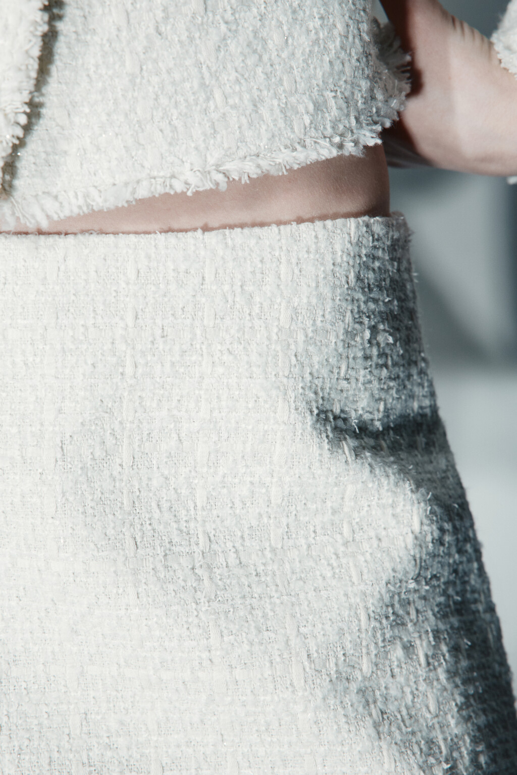 Юбка-шорты мини твидовая - цвет молочный - 7