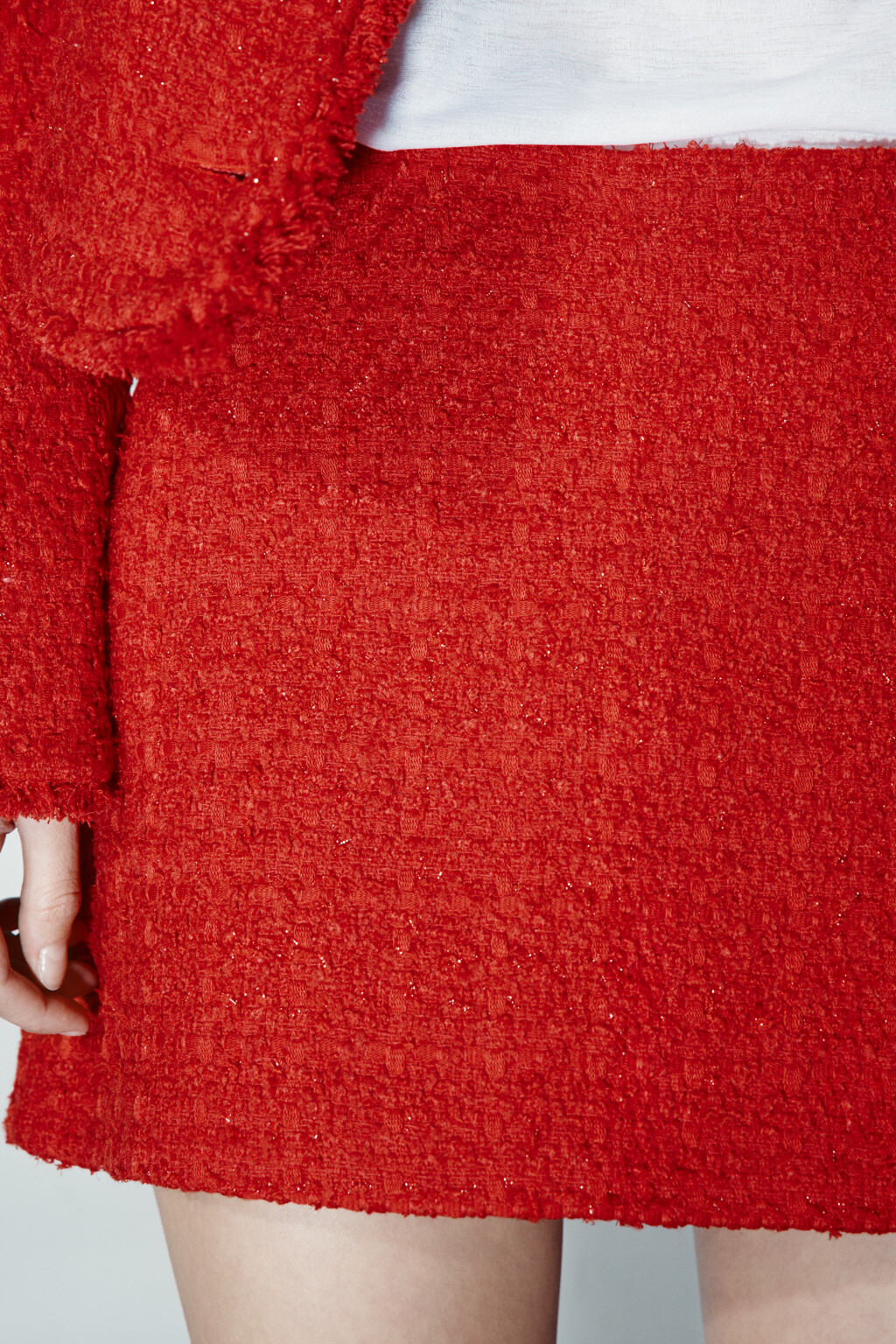 Юбка-шорты мини твидовая - цвет красный - 5