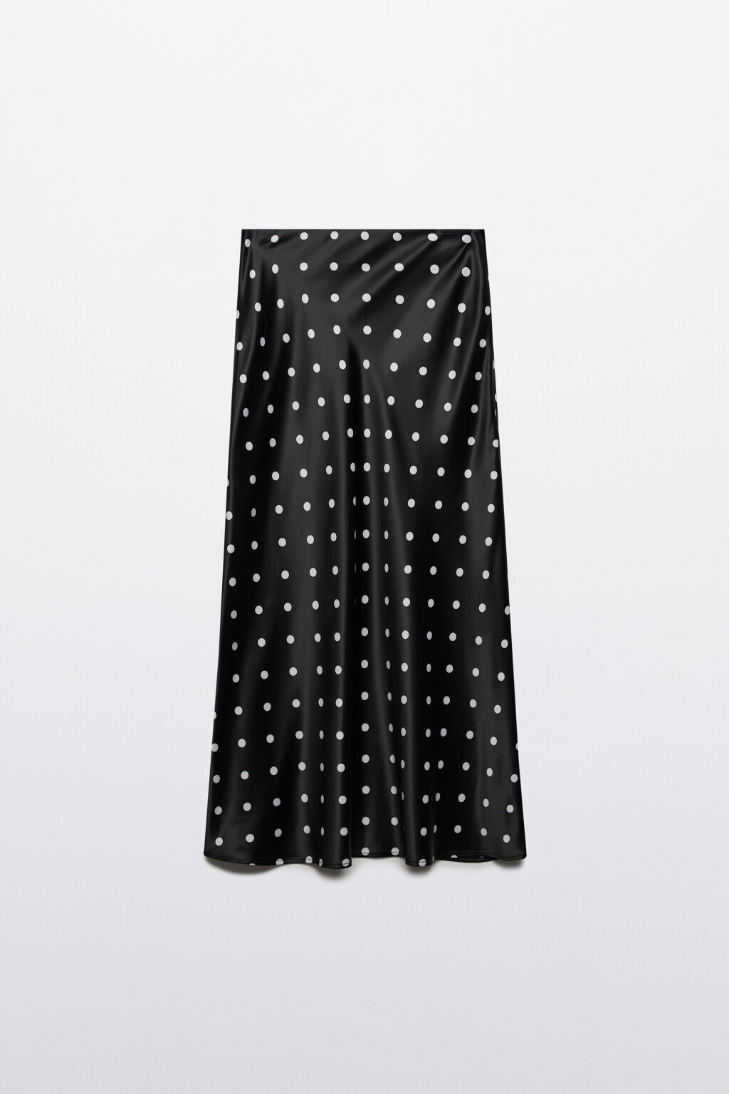 Юбка-годе макси атласная в горошек - цвет черный - 1
