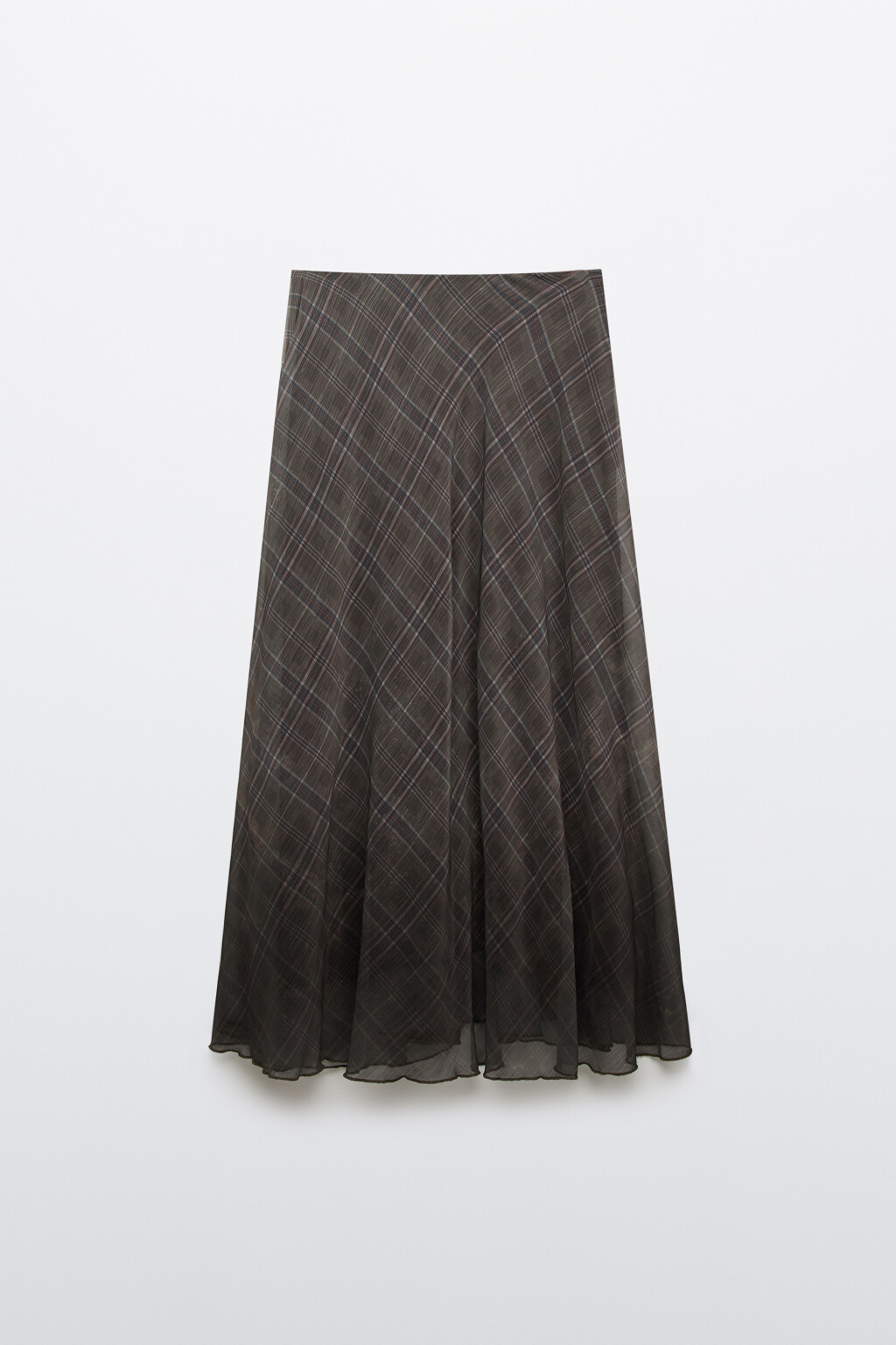 Юбка-трапеция макси с волнистым краем - цвет зеленый - 1