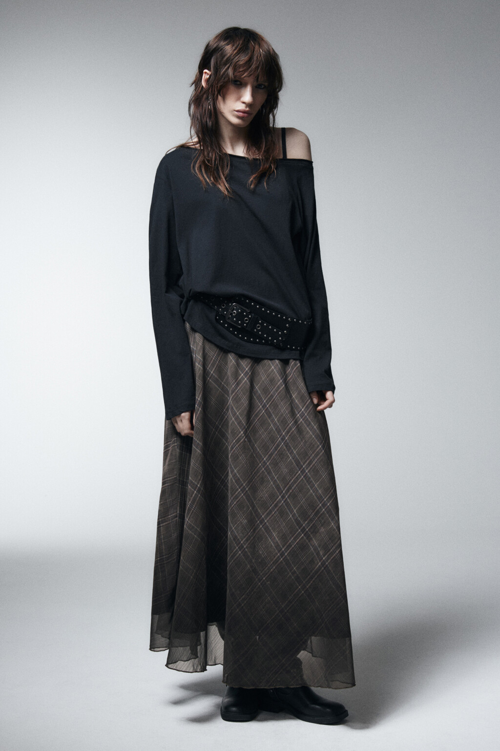 Юбка-трапеция макси с волнистым краем - цвет зеленый - 4