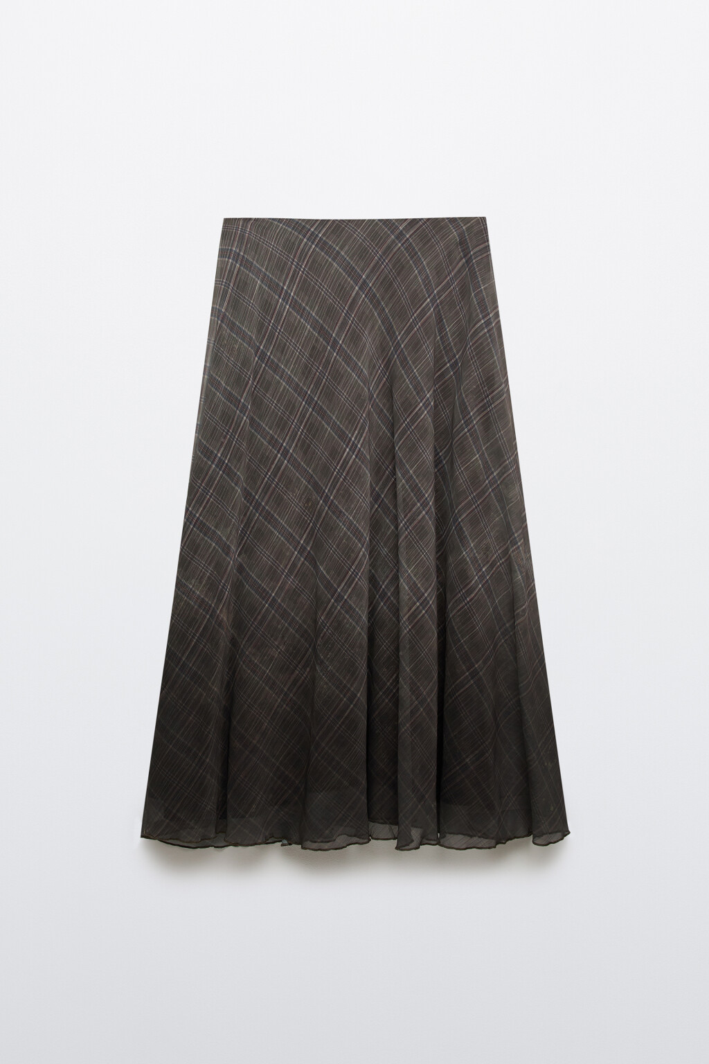 Юбка-трапеция макси с волнистым краем - цвет зеленый - 7