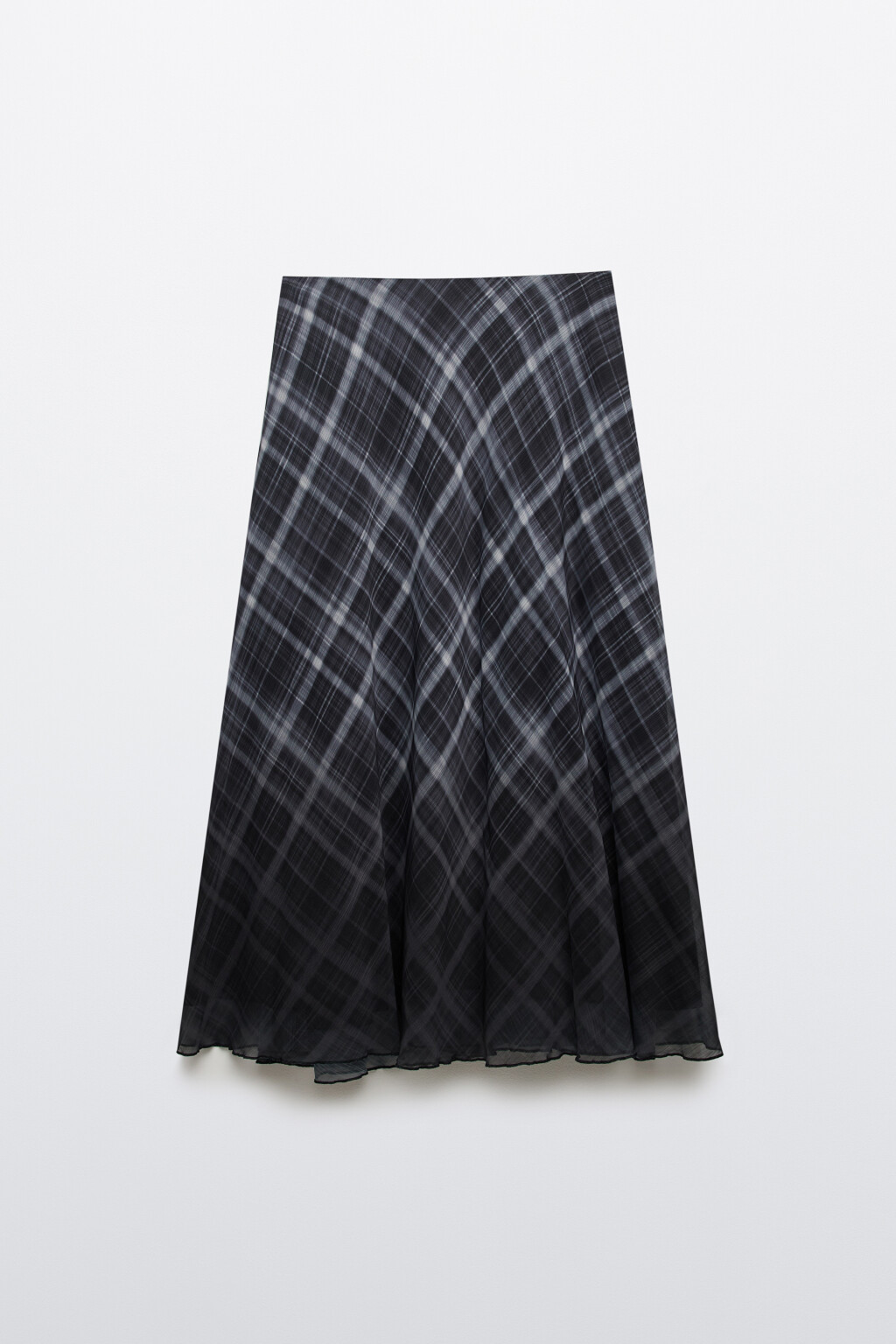 Юбка-трапеция макси с волнистым краем - цвет черный - 7