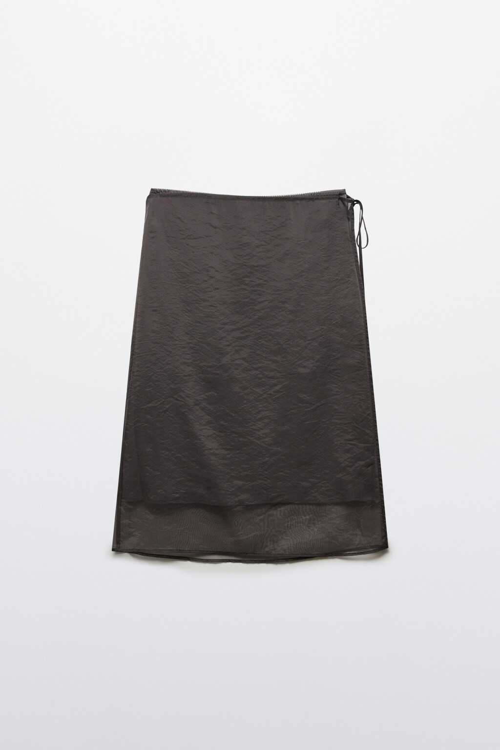 Юбка миди с полупрозрачным фартуком - цвет серый - 1