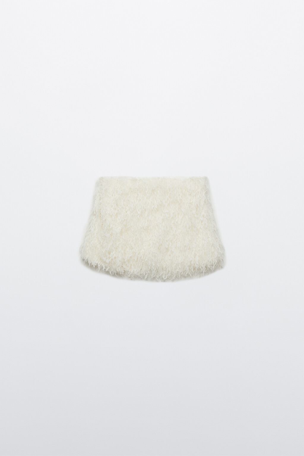 Юбка-шорты мини с меховой фактурой - цвет молочный - 1