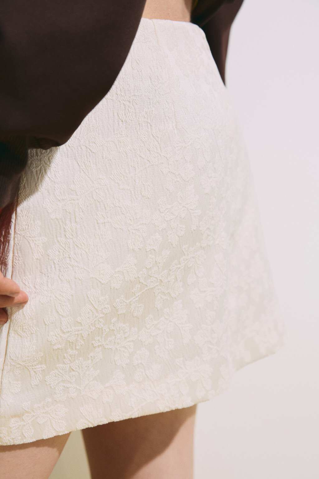 Юбка-шорты мини жаккардовая - цвет молочный - 8