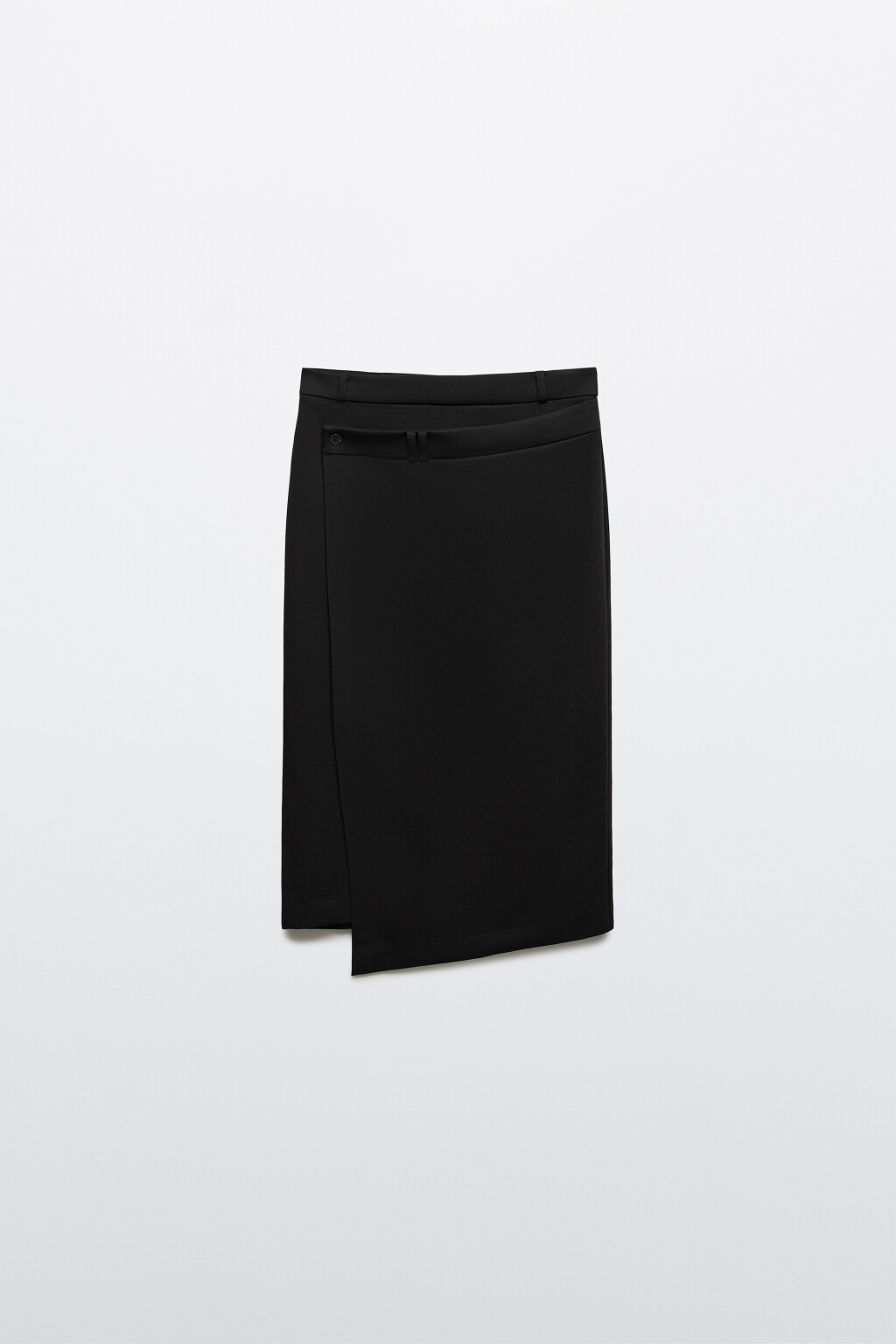 Юбка миди из костюмной ткани асимметричная - цвет черный - 1