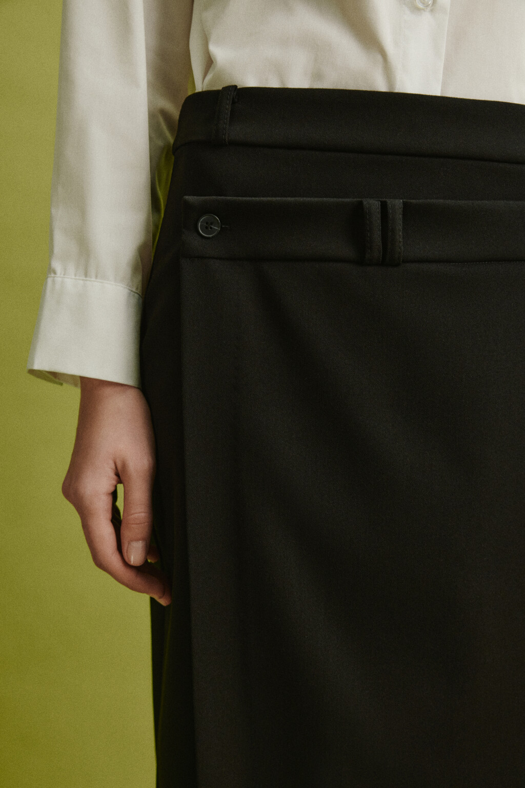 Юбка миди из костюмной ткани асимметричная - цвет черный - 6