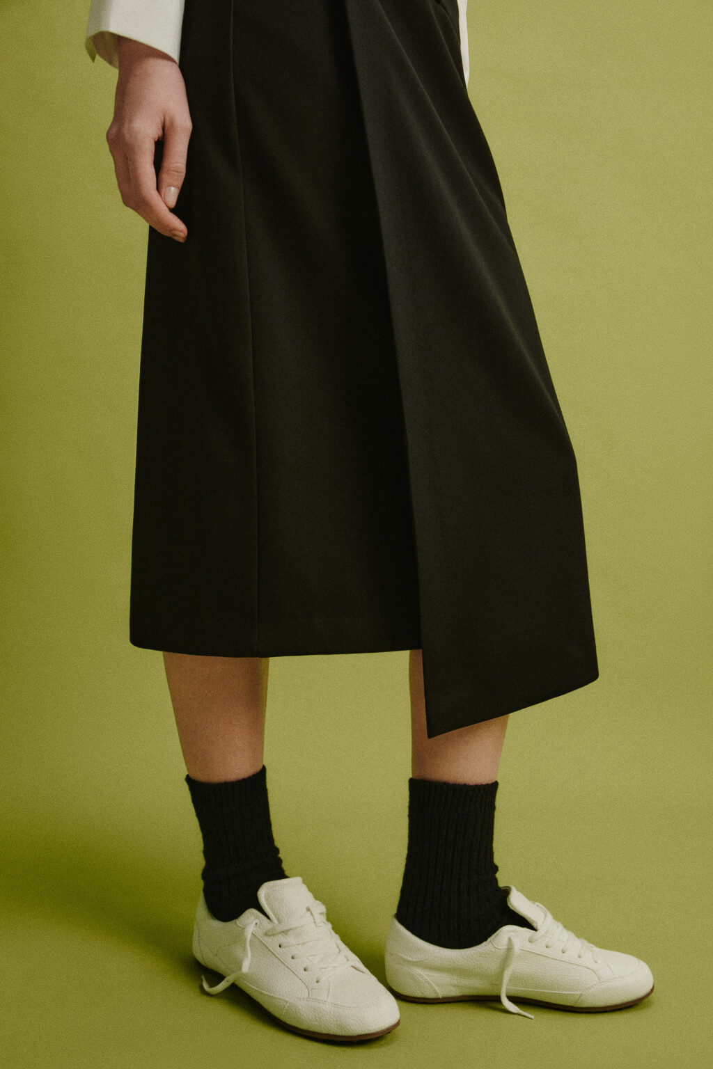 Юбка миди из костюмной ткани асимметричная - цвет черный - 7