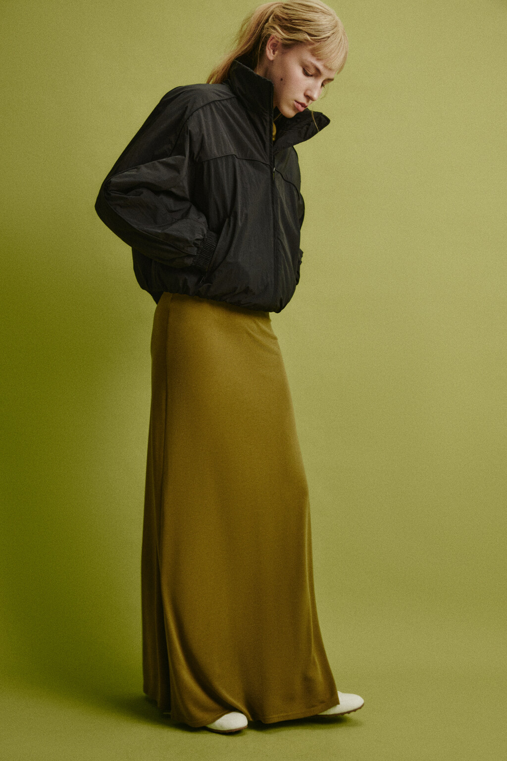 Юбка макси прямая из модала - цвет зеленый - 1