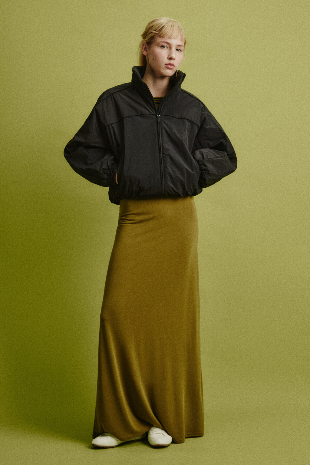 Юбка макси прямая из модала - цвет зеленый - 4