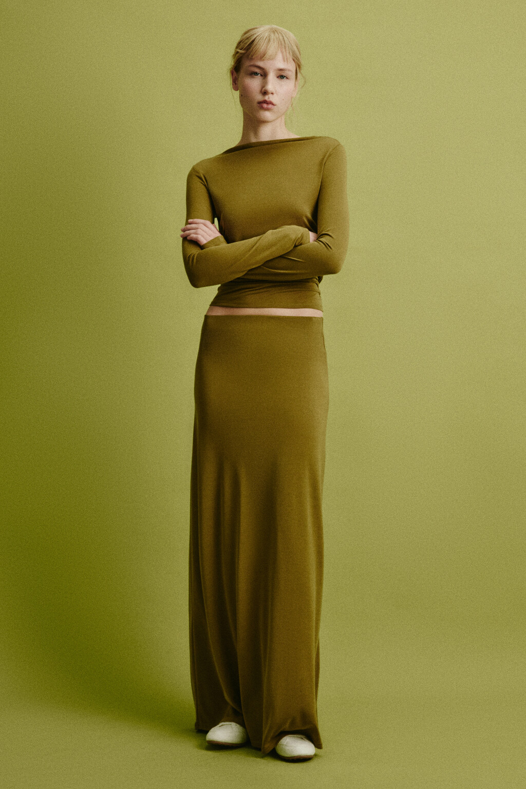 Юбка макси прямая из модала - цвет зеленый - 5