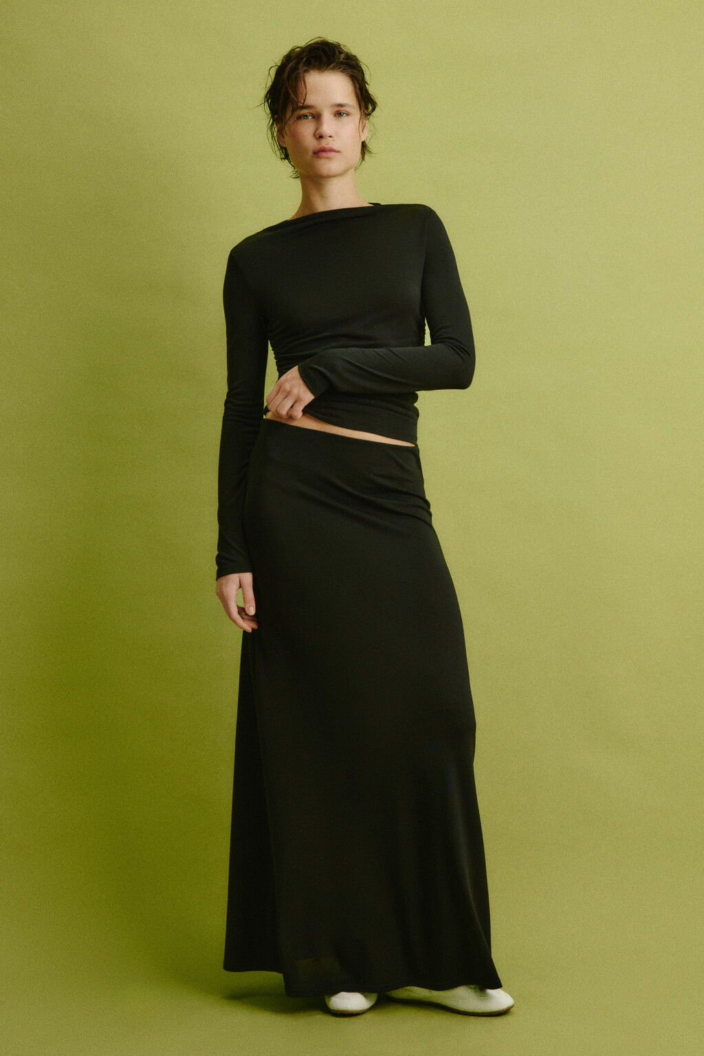 Юбка макси прямая из модала - цвет черный - 4
