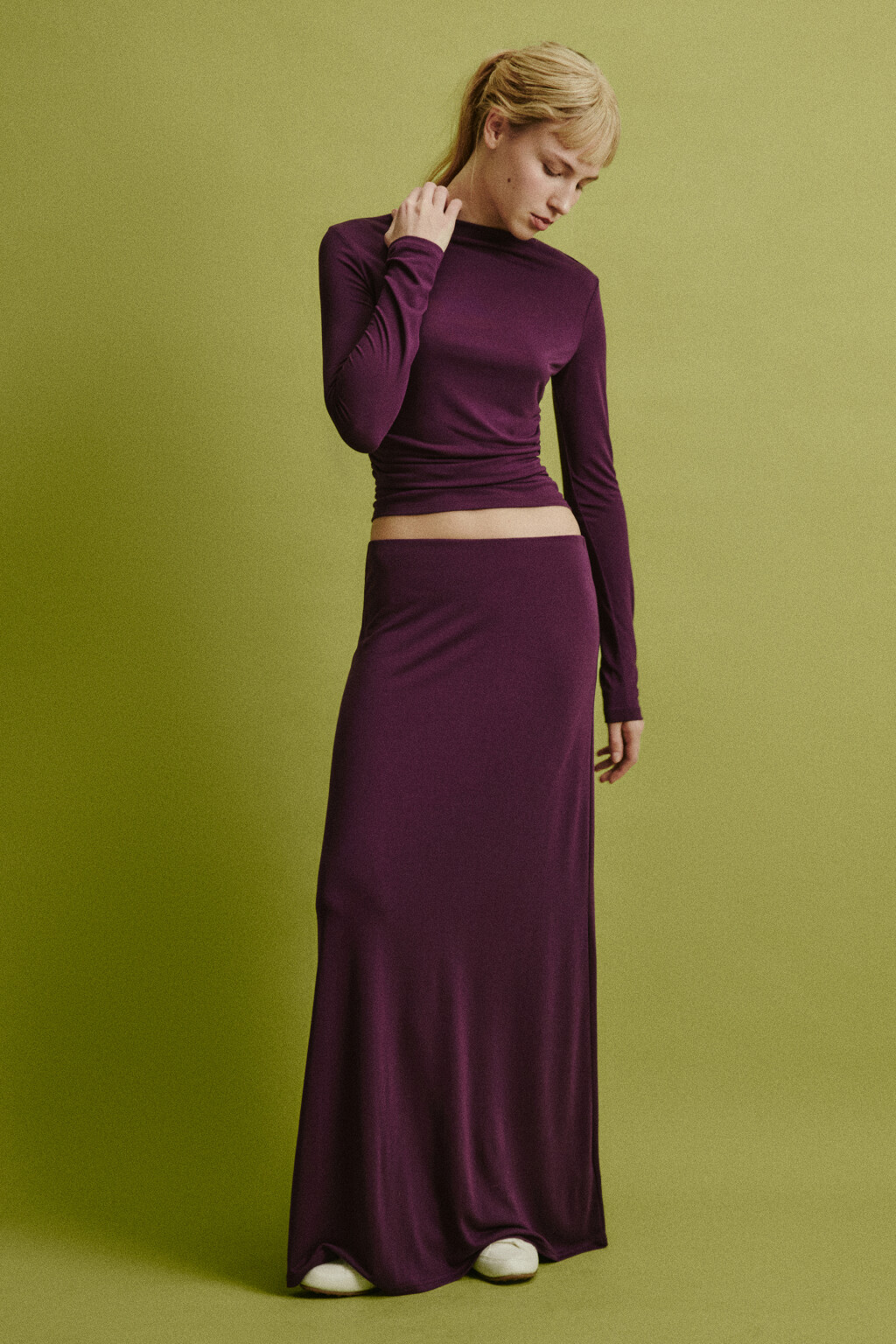 Юбка макси прямая из модала - цвет фиолетовый - 4