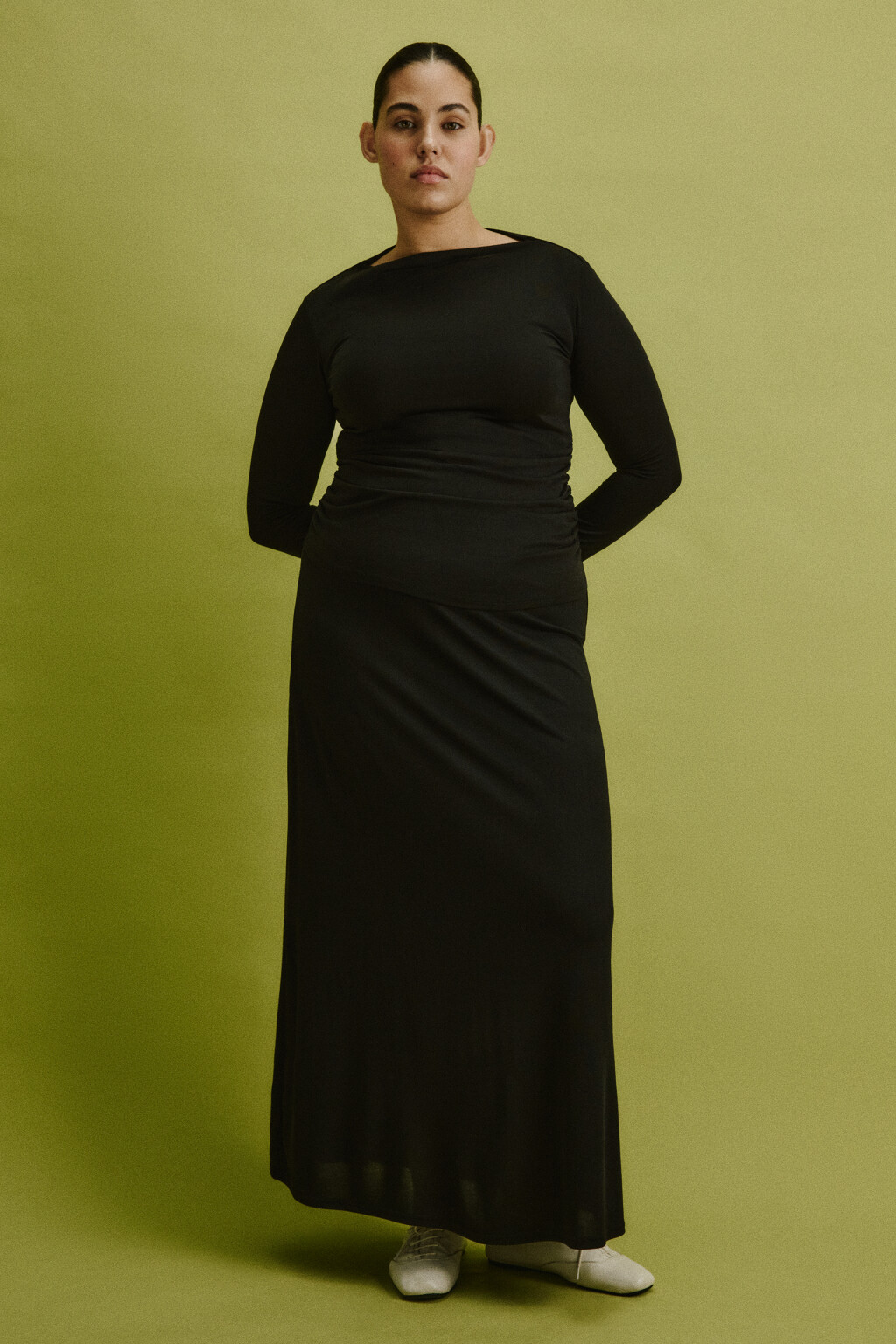 Юбка макси прямая из модала - цвет черный - 4