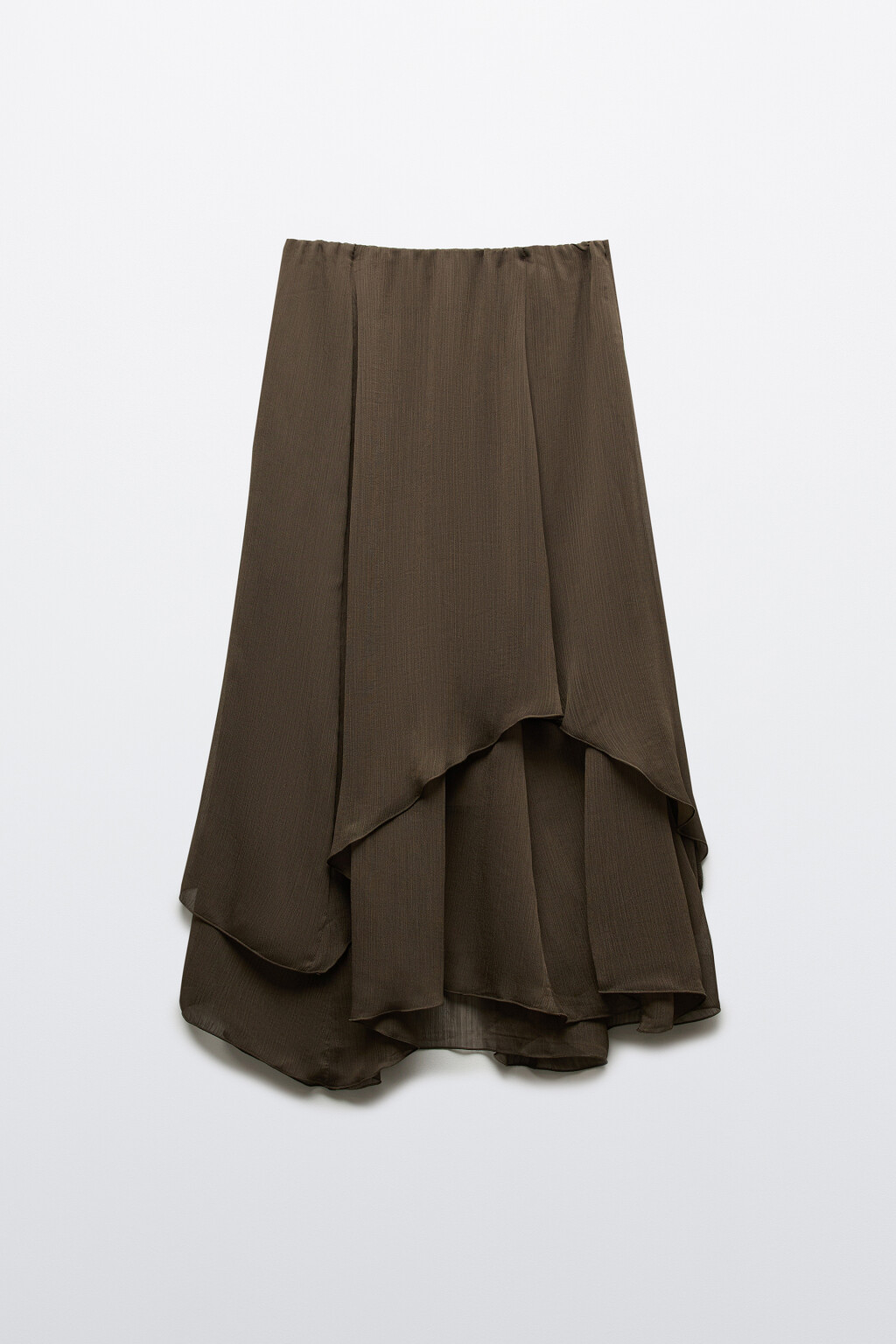 Юбка-трапеция миди асимметричная - цвет зеленый - 1