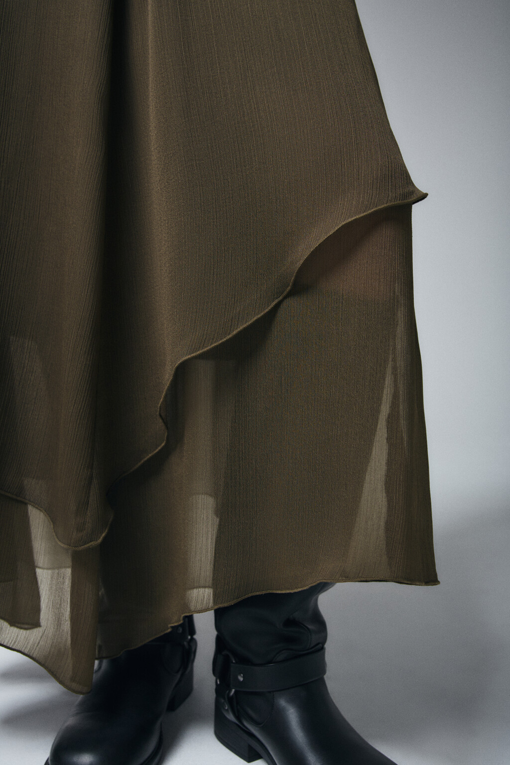 Юбка-трапеция миди асимметричная - цвет зеленый - 5