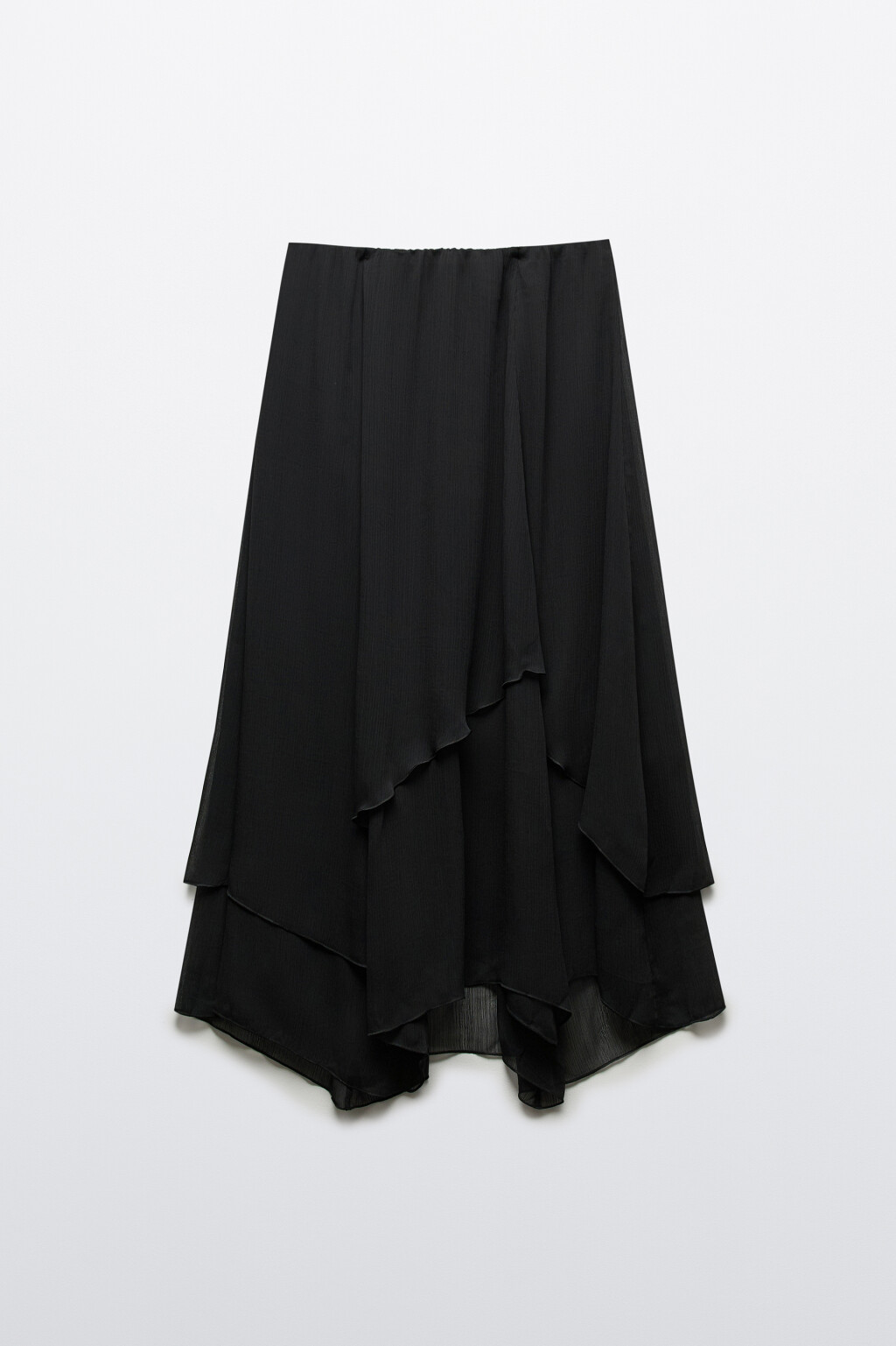Юбка-трапеция миди асимметричная - цвет черный - 1