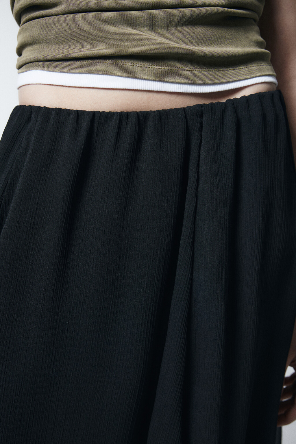 Юбка-трапеция миди асимметричная - цвет черный - 5