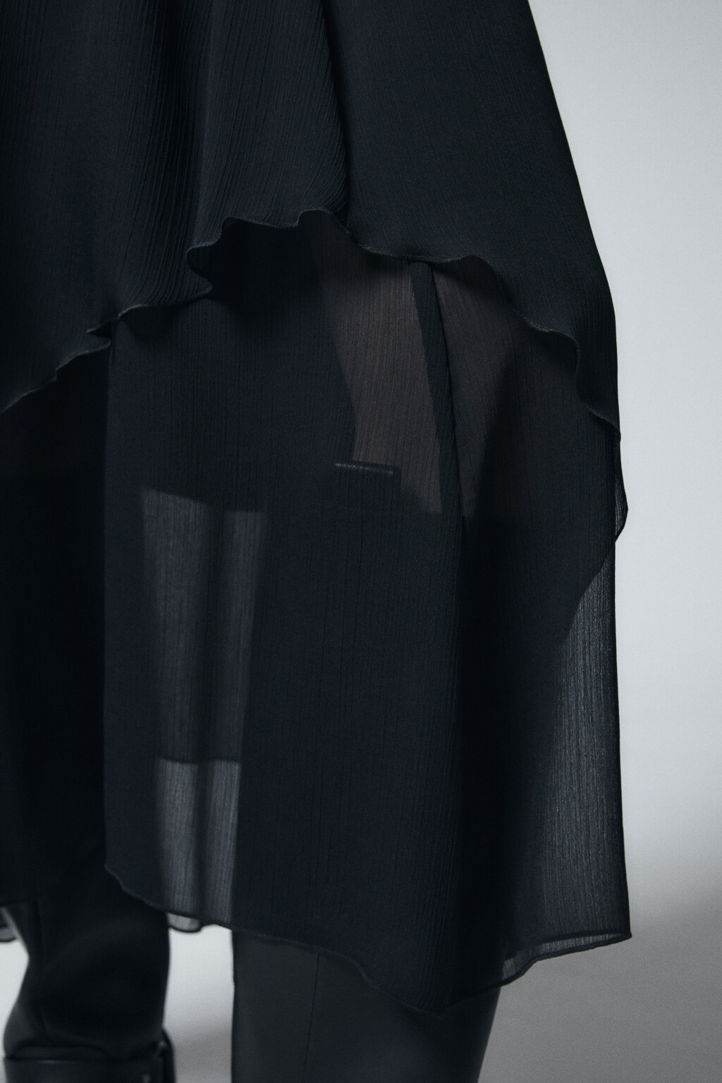 Юбка-трапеция миди асимметричная - цвет черный - 6